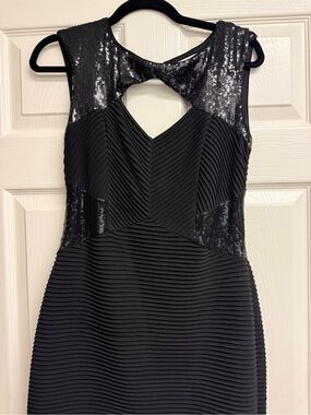 Calvin Klein Black Sequin & Ribbed Midi Dress
